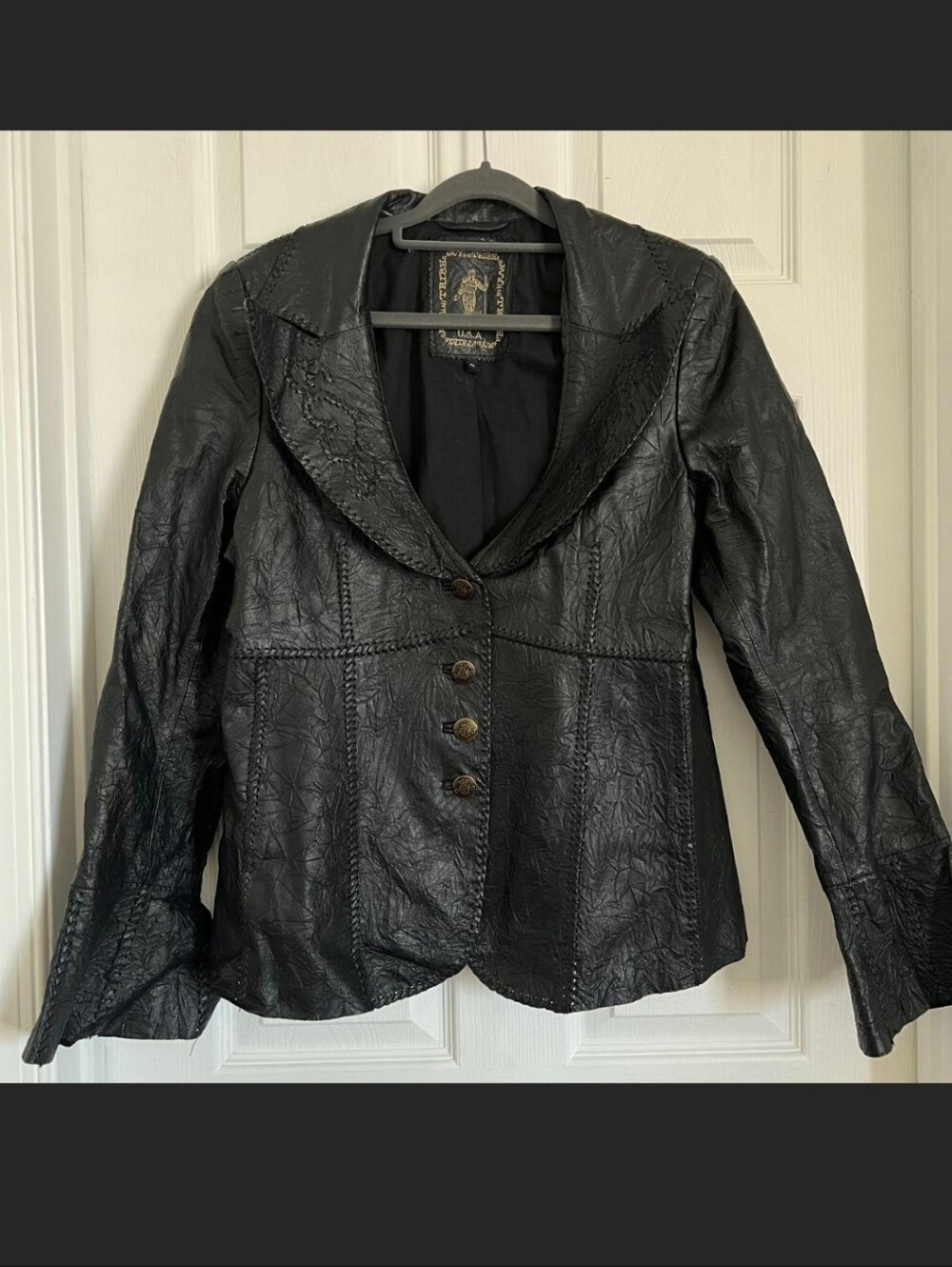 My Tribe Leather Jacket with Whipstitch Detail
